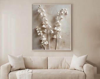 Regalo de cumpleaños de mayo para ella, lámina de lirio de los valles (flor de nacimiento), arte floral significativo para la pared, decoración botánica neutra, descarga digital.