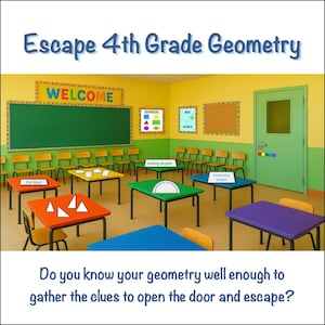 4th Grade Geometry Escape Room, Interactive Digital Math Activity, Lines Angles Triangles Quadrilaterals, For Homeschool or Classroom Use