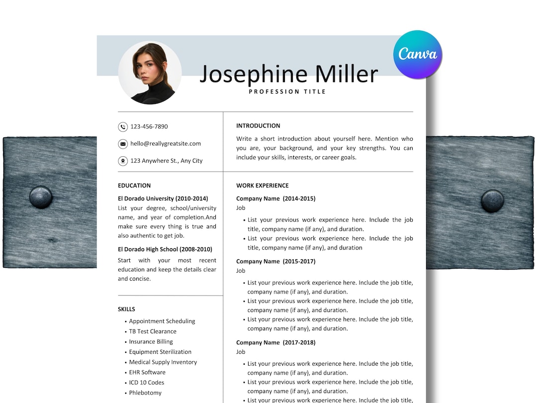 Canva Resume Template for Students & New Grads, High School College CV ...