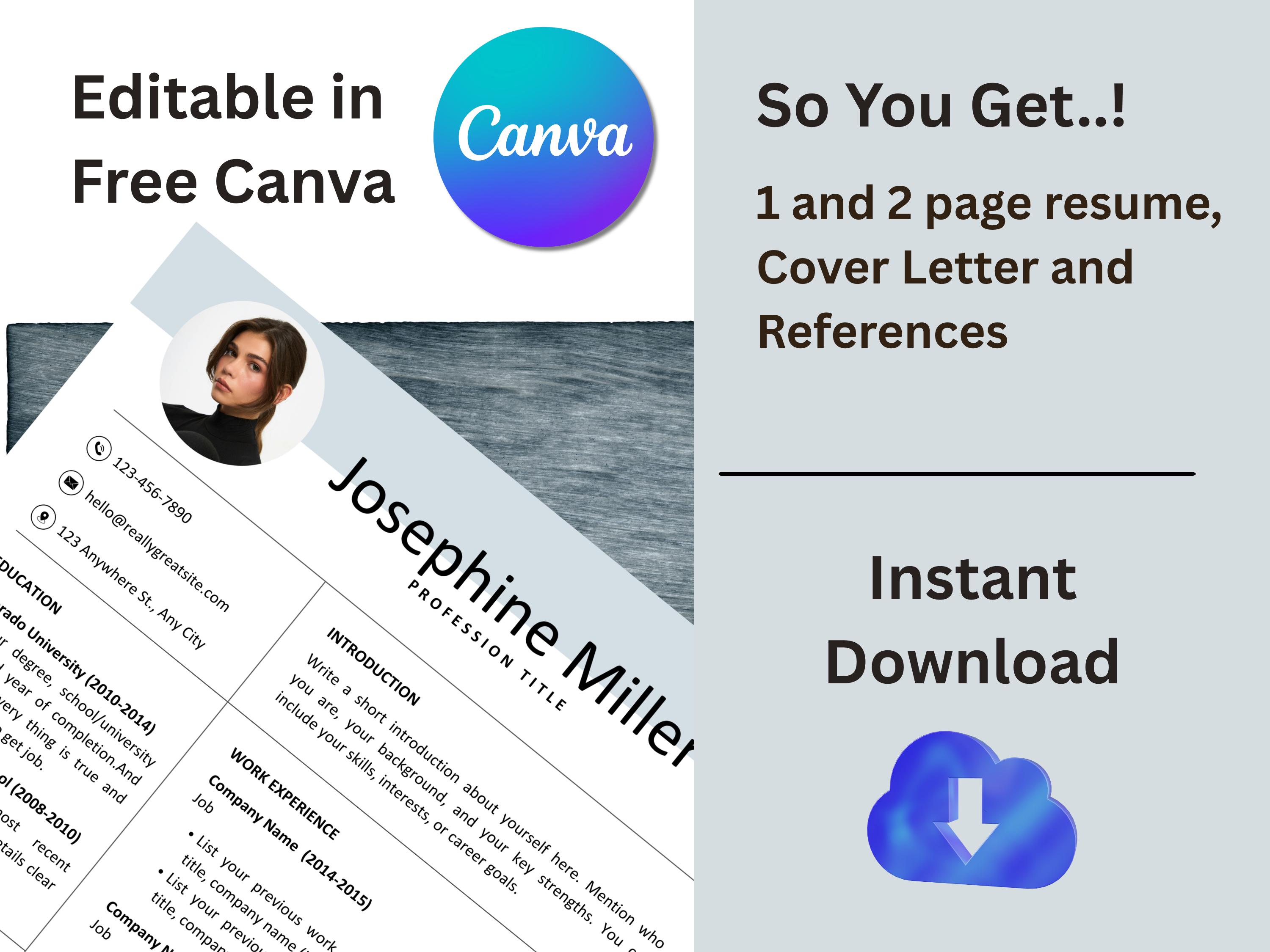 Canva Resume Template for Students & New Grads, High School College CV ...