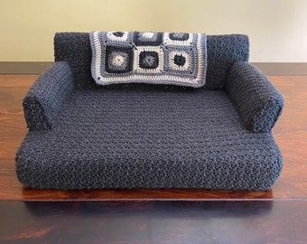 Crochet Cat Couch - Crochet Small Dog Couch - Custom Made - Choose Colors and Accessories