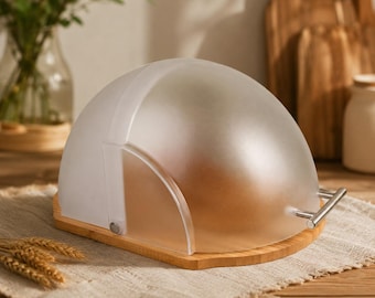 Beige Bread Box, Bamboo Bread Keeper