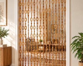Wooden Doorway Curtain, Beech Wood Room Divider, Boho Door Decor 82.7x39.4 in