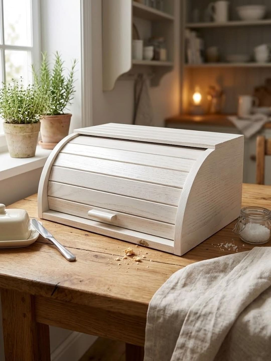 White Wooden Bread Box 14.2x10.2in Kitchen Bread Bin Eco Storage - Etsy