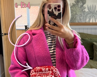 Handmade Crochet Clutch Bag: Chunky T-Shirt Yarn Purse, Eco-Friendly Spring Summer Accessory