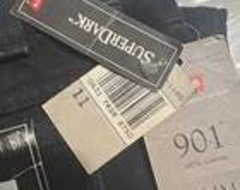 Jeans Levi's 901 Slim vintage para mujer, talla 11, pierna ajustada cónica, mezclilla negra, etiqueta naranja, algodón, fabricados en EE. UU.
