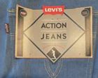 Vintage Levi's Action Jeans Light Blue Denim ESP Hidden Stretch Waistband Maroon tab Men's Cotton Big 52x32 USA