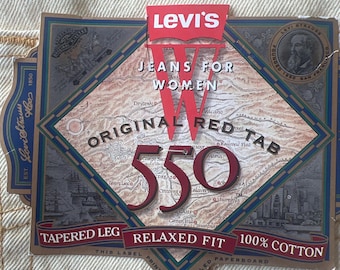 Vintage NWT Levi's 550 Women's Denim Jeans, Beige Relaxed Fit Tapered Leg 18x31 100% Cotton Made in USA