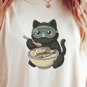 Shirt duiken kat, grappig cadeau zwarte kat duiker, T-shirt oceaanliefhebber, cartoon Kitty Comfort Colors® T-shirt, cadeau duiker, rijstkom