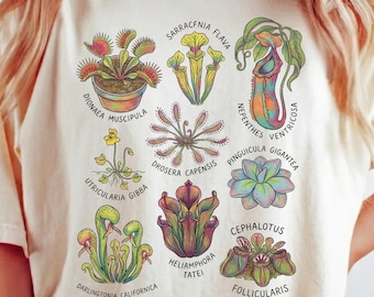 Carnivorous Plant Shirt, Vintage Botanical Tee, Comfort Colors® Plant Lover Gift, Plant Mom Shirt, Gardening Gift, Dark Mom Plant Tshirt