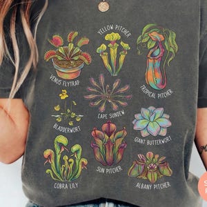 Shirt vleesetende plant, Venus Flytrap, Comfort Colors® Goblincore botanicus cadeau, Venus Flytrap-t-shirt insectenetende plant, T-shirt zeldzame plantenliefhebber