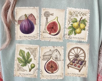 Funny Fig Shirt Science Pun Postage Stamp Tee, Comfort Colors® Botanical STEM Gift, Fig Lover Vintage Stamp Tshirt, Science Teacher Top