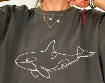 Orca Single Line Art Tee, Killer Whale Christian Shirt, Comfort Colors® Bible Verse, Minimalist Ocean Lover