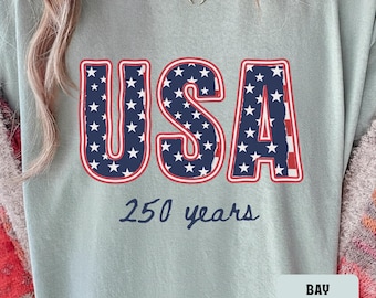 USA 250 Years Shirt, Comfort Colors® Stars and Stripes Varsity Tee, 250th Anniversary