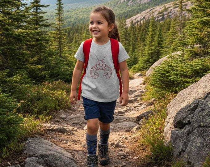 Featured listing image: Kid's Maine Lobster Illustration Kids Tee | Sea Creature Shirt