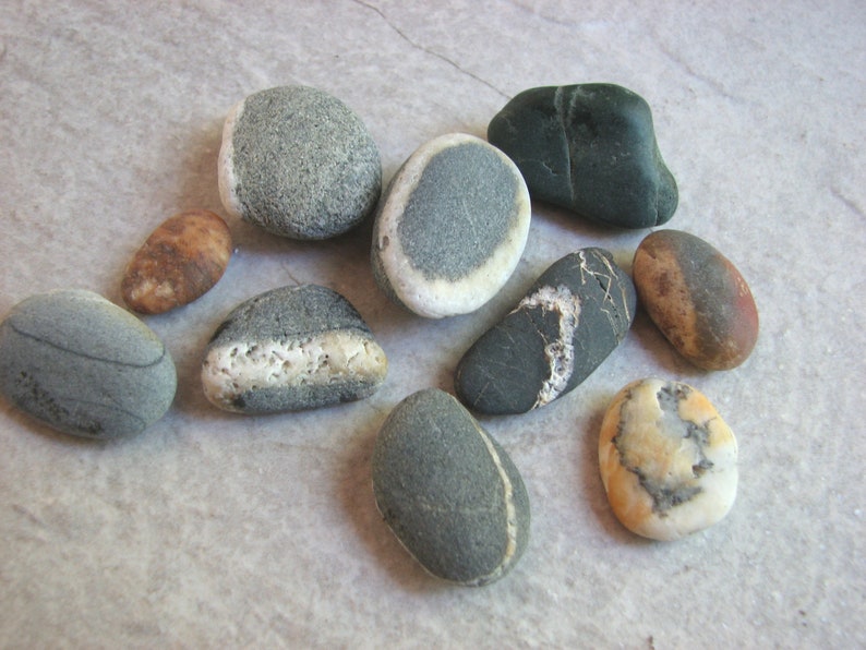 Ocean Wishing Stones Natural Stripe Flat Sea Stones 10 Striped Beach Rocks DIY Craft Pebbles