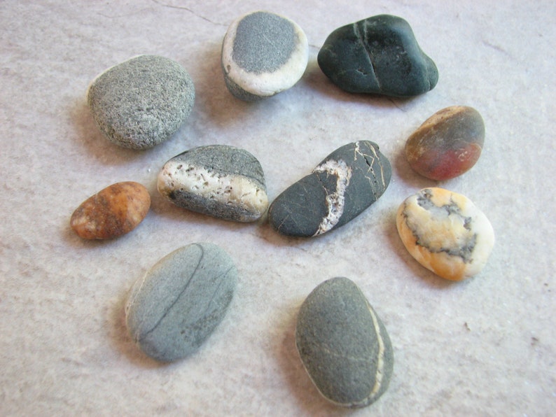 Ocean Wishing Stones Natural Stripe Flat Sea Stones 10 Striped Beach Rocks DIY Craft Pebbles