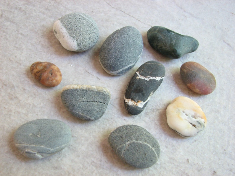 Ocean Wishing Stones Natural Stripe Flat Sea Stones 10 Striped Beach Rocks DIY Craft Pebbles