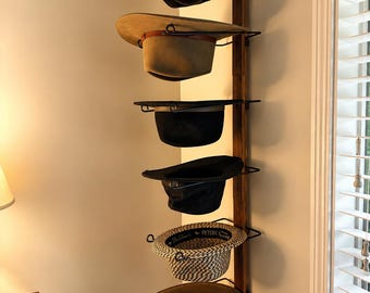 Rustic Cowboy Hat Rack Wall Mount – Western Hat Organizer