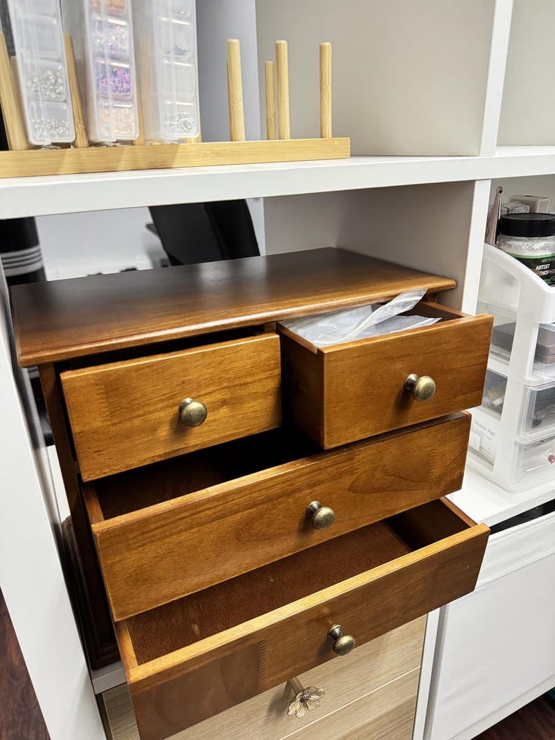 Wooden Desk Organizer With Drawers | Desktop Storage Box | Office Table ...