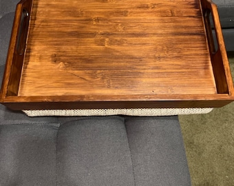 Bamboo Wood Bed Tray, Lap Desk with Detachable Cushion, Serving Tray