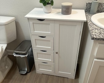 Wooden Bathroom Floor Cabinet, Small Storage Cabinet, 4 Drawers Storage Organizer
