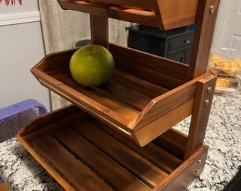 Acacia Wood 3-Tier Countertop Fruit Basket Organizer