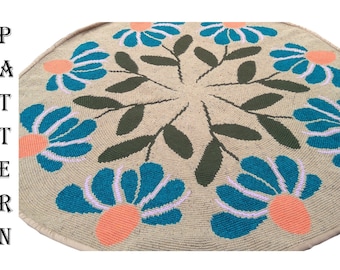 Blue Coneflower Rug Tapestry Crochet Pattern