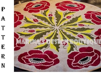 Blooming Poppy Rug Tapestry Crochet Pattern