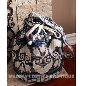 Blossom Shoulder Drawstring Bag  PDF Crochet Pattern