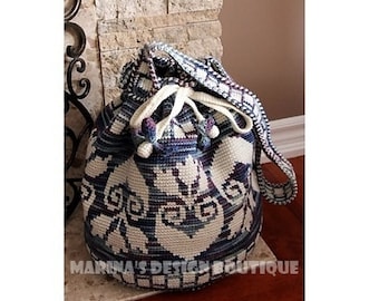 Blossom Shoulder Drawstring Bag  PDF Crochet Pattern