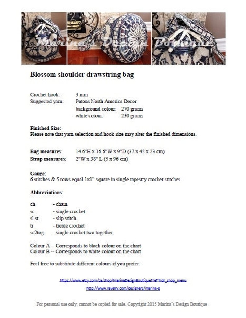 Blossom Shoulder Drawstring Bag PDF Crochet Pattern image 5