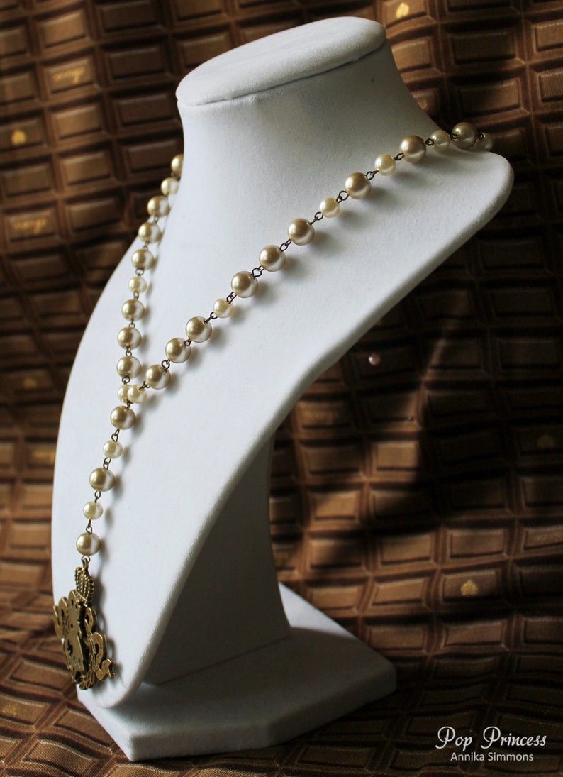 Classic Lolita Antique Bronze Alice in Wonderland Relic Rosary Choker Necklace