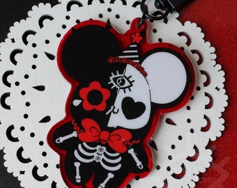 SPOOKY MOUSE | Skeleton Acrylic Keychain || Circus Mouse | Kawaii Clown | Creepy Cute | Cute Clown | Guro Lolita Yami KawaiiEyedolatry