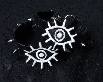 SOLD OUT Lvh x PP Fatal Beauty | Gothic Black Velvet 'Evil Eye' Choker Spike Collar Glow in the Dark | Punk | Alt Fashion || Gothic Lolita