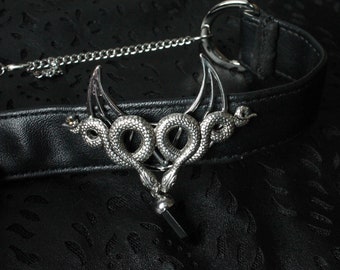 LVH x PP Fatal Beauty | Gothic Black Genuine Leather Medusa Snake Choker Collar | Pastel Goth | Punk | Goth Alt Fashion || Gothic Lolita