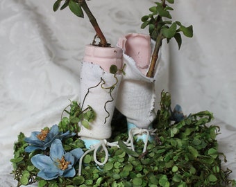 DOLL MAKER Lost in the Woods, Porcelain Doll Legs Planter Terrarium Succulents | Gothic Planter | Witchy Aesthetic Decor |