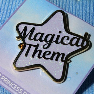 MAGICAL THEM Enamel Star Pin They Them Pin Pronoun Pin Non Binary Pronouns Queer Demigender LGBTQIA image 3