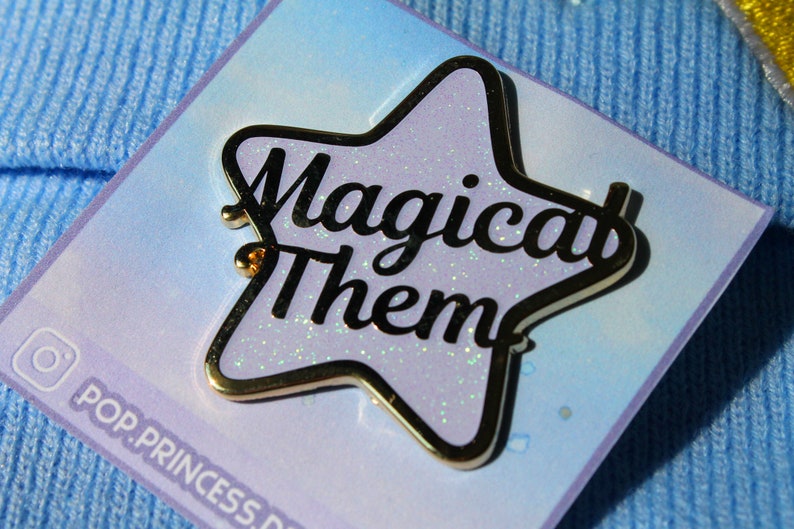 MAGICAL THEM Enamel Star Pin They Them Pin Pronoun Pin Non Binary Pronouns Queer Demigender LGBTQIA image 3