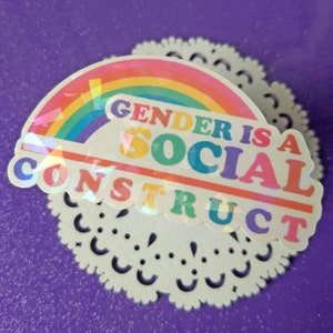 Rainbow PRIDE Stickers | Gender is a Social Construct | Non Binary | They Them  | Holographic Star Stickers | LGBTQIA