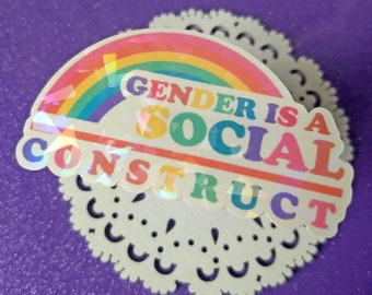 Rainbow PRIDE Stickers | Gender is a Social Construct | Non Binary | They Them  | Holographic Star Stickers | LGBTQIA