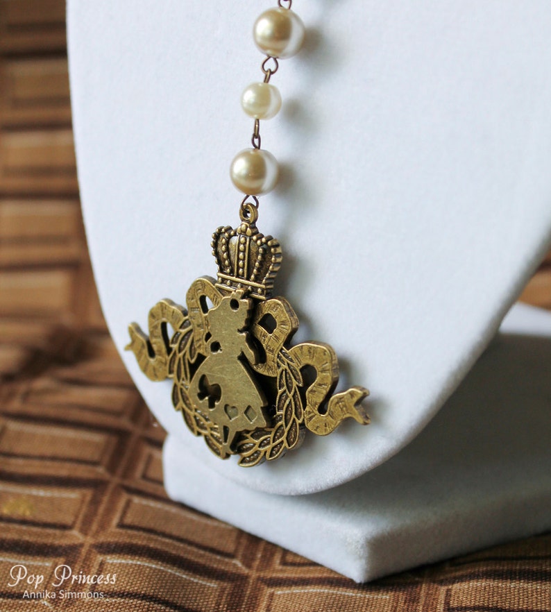 Classic Lolita Antique Bronze Alice in Wonderland Relic Rosary Choker Necklace