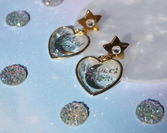 MAGICAL THEM: Gold Heart with Stars and Moon Earrings | Enby | Non Binary They Them Pronouns | LGBTQIA