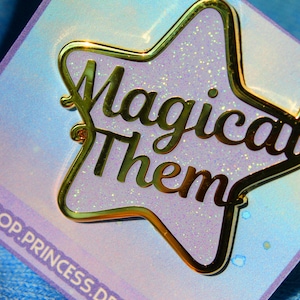 MAGICAL THEM Enamel Star Pin They Them Pin Pronoun Pin Non Binary Pronouns Queer Demigender LGBTQIA image 2