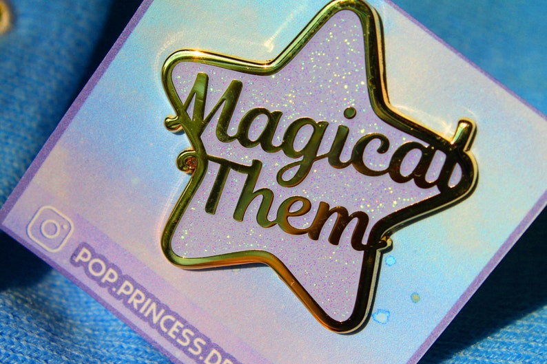 MAGICAL THEM Enamel Star Pin They Them Pin Pronoun Pin Non Binary Pronouns Queer Demigender LGBTQIA image 2