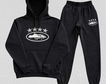 Chándal Corteiz 4 Star en negro, verde y blanco, conjunto de ropa urbana CRTZ, sudadera unisex con capucha y joggers