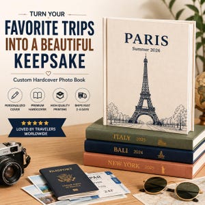 Personalized Travel Photo Book – Custom Vacation Memory Album, Honeymoon Gift