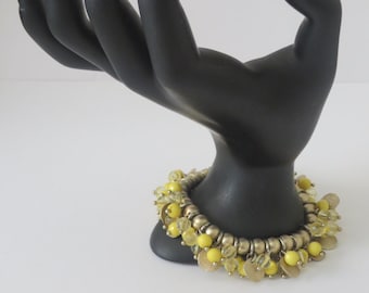 Gold Tone Vintage Beaded Stretch Bracelet