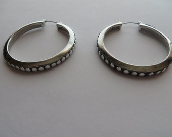 Vintage Silver Tone Large Hoop Earrings