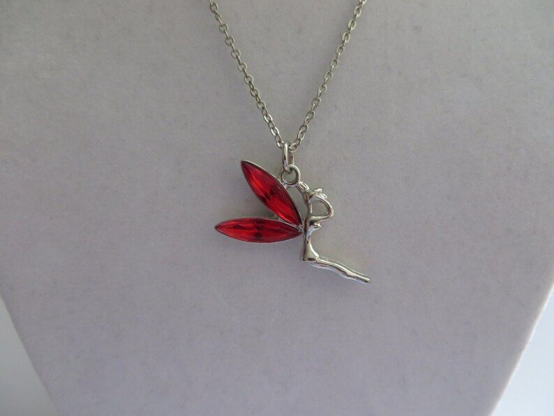 Disney Motif Vintage Silver Tone Tinkerbell Pendant Necklace